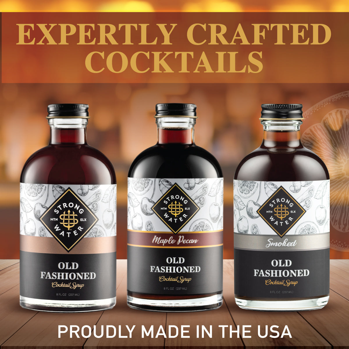 Old Fashioned Cocktail Syrup Trio Old Fashioned Mix Strongwater