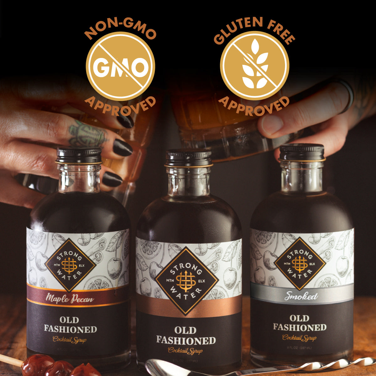 Old Fashioned Cocktail Syrup Trio Old Fashioned Mix Strongwater